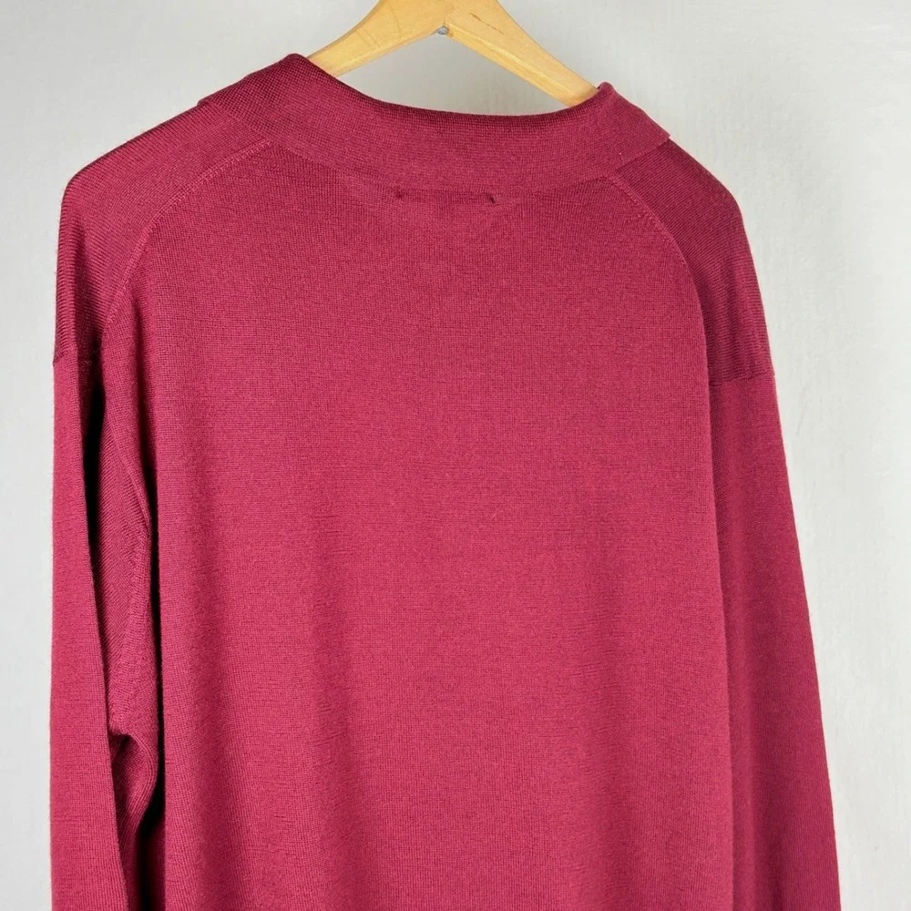 Tuscany Le Collezioni Mens Fine Italian Merino Wool Polo Sweater Burgundy L